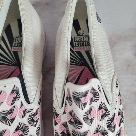 Vision Street '80s Pink Black Tattoo HYPNO HEART Slip-On Skater Canvas Shoes - Picture 4 of 10